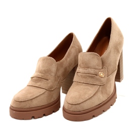 Evento Mocasini la modă pe platformă și bară bej 3