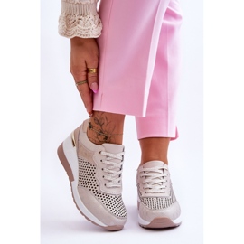 S.Barski Pantofi de damă din piele, ajurat, bej deschis Virginia 1