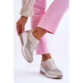 S.Barski Pantofi de damă din piele, ajurat, bej deschis Virginia 2