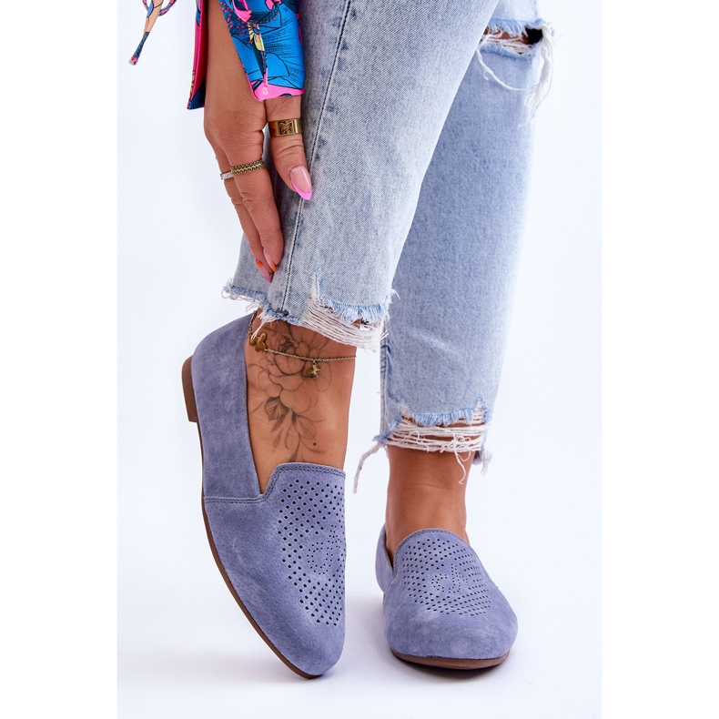 S.Barski Mocasini Giovana albastri, confortabili, din piele intoarsa albastru 2