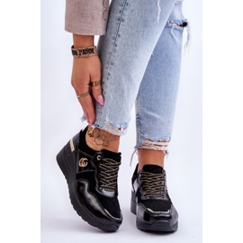 S.Barski Pantofi sport cu pană din piele de damă Negru Rebeca 1 S.Barski Pantofi sport cu pană din piele de damă Negru Rebeca 1