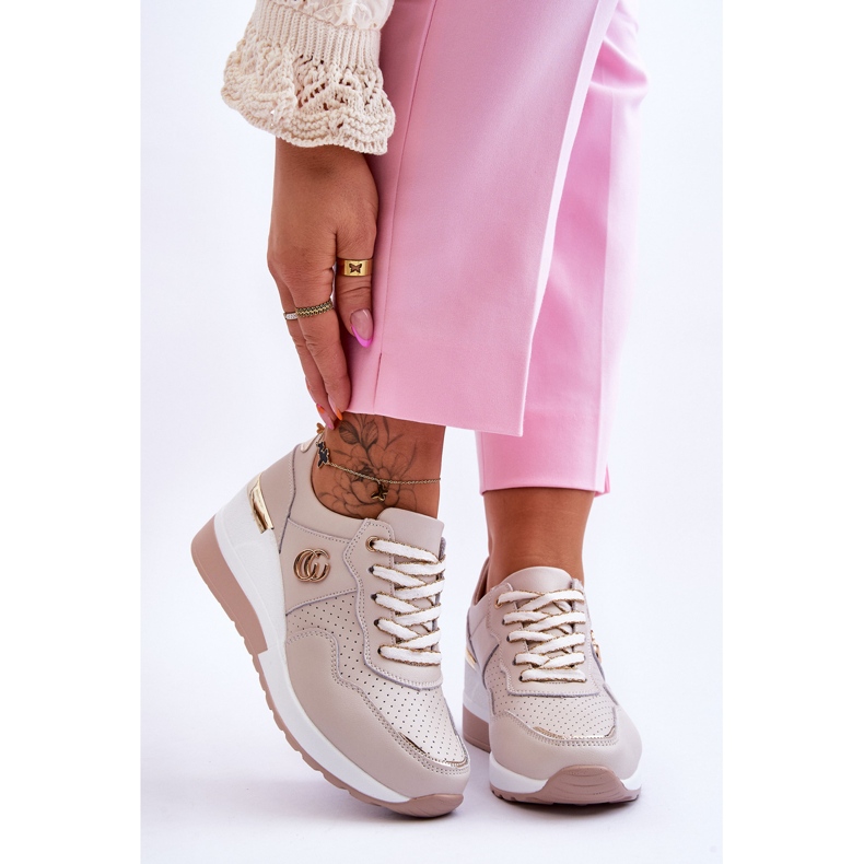 S.Barski Pantofi sport de damă Rebeca Beige din piele cu pană bej 1 S.Barski Pantofi sport de damă Rebeca Beige din piele cu pană bej 1