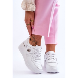 S.Barski Pantofi sport cu pană din piele de damă alb-argintiu Rebeca 1 S.Barski Pantofi sport cu pană din piele de damă alb-argintiu Rebeca 1