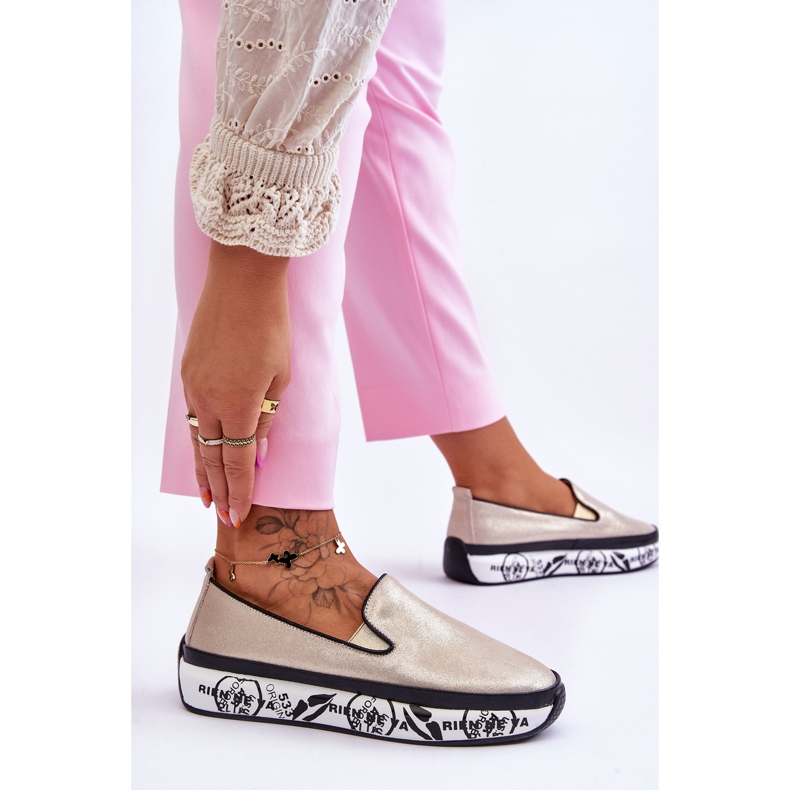 S.Barski Pantofi de damă din piele, aurii Ottavia de aur 2