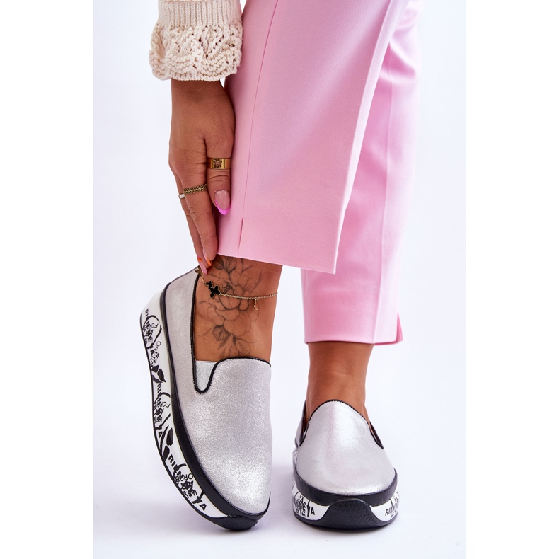 S.Barski Pantofi de damă din piele, argintii Ottavia 1