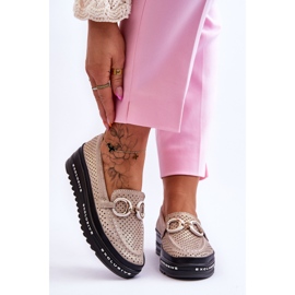 S.Barski Mocasini clasici din piele ajurata cu decoratiuni aurii de aur 1