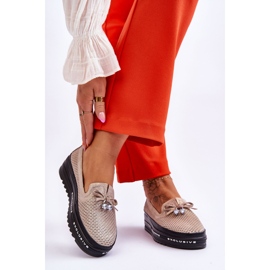 S.Barski Pantofi de damă din piele cu slip-on Corb auriu strălucitor de aur 2