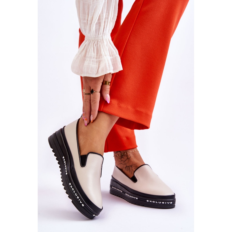 S.Barski Adidași cu platformă din piele Madeline bej 2