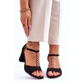 S.Barski Sandale de damă din piele întoarsă pe toc Florine negre negru 1