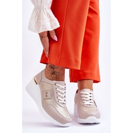 S.Barski Pantofi de damă din piele cu pană Beatris aurii de aur 1