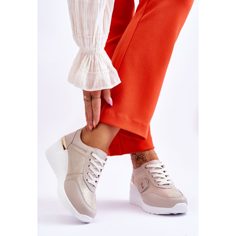 S.Barski Pantofi de damă din piele cu pană Beatris aurii de aur 2