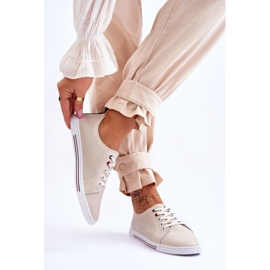 S.Barski Pantofi de damă din piele ajurata Bej Ferone 2