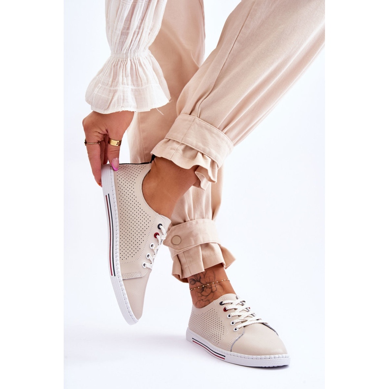 S.Barski Pantofi de damă din piele ajurata Bej Ferone 2