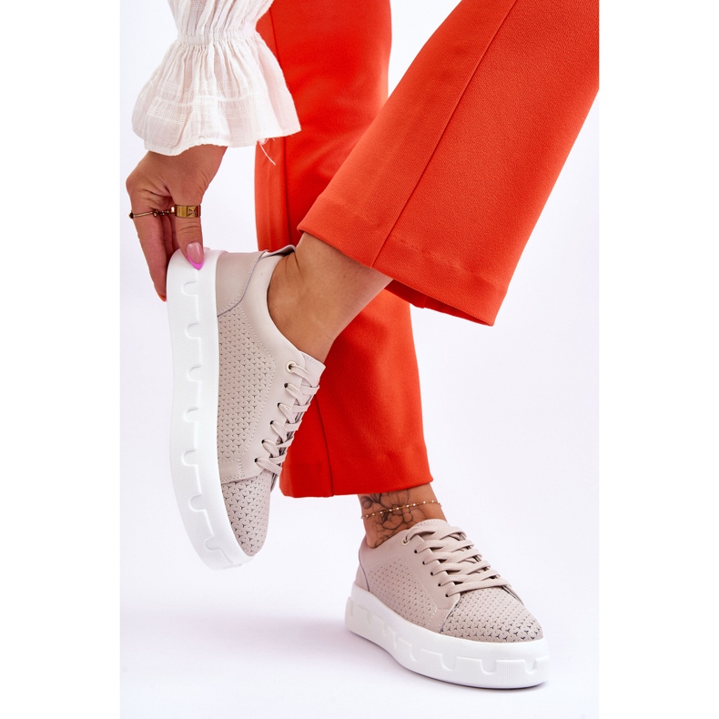 S.Barski Pantofi sport din piele pe platformă groasă Montigo bej 2