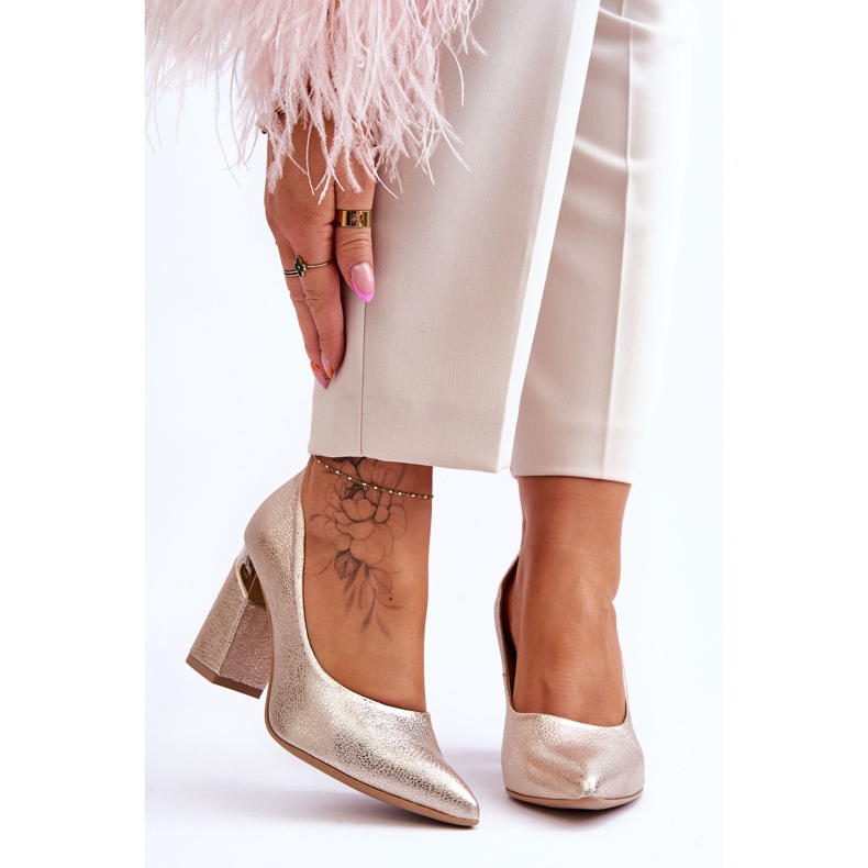 Lewski Shoes Pompi din piele Lewski 3117 Gold de aur 1