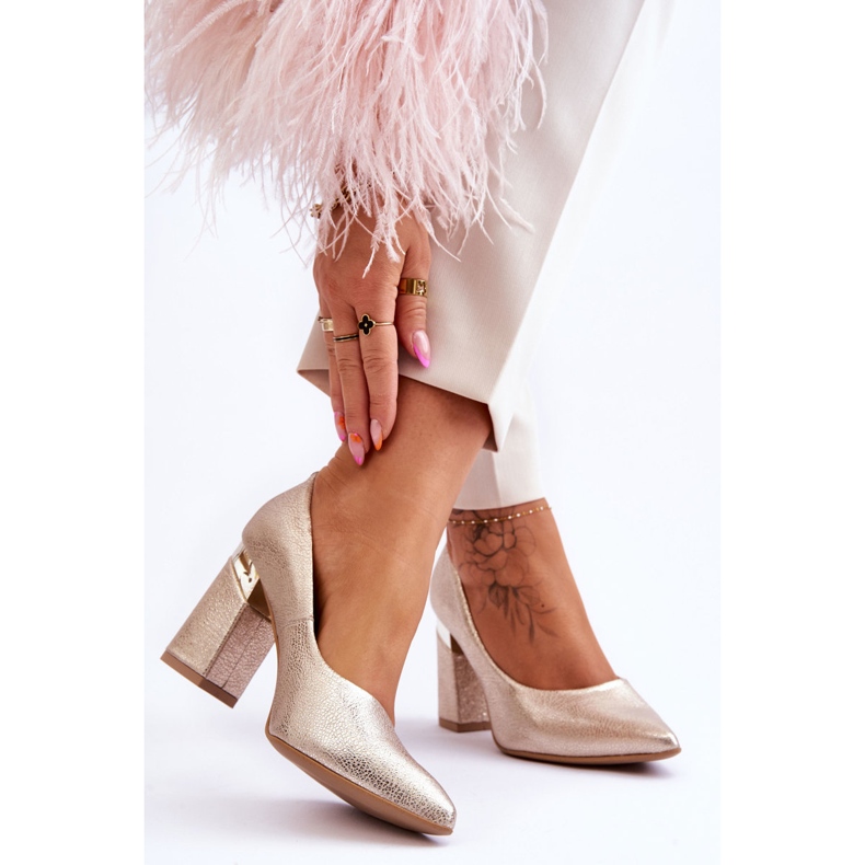 Lewski Shoes Pompi din piele Lewski 3117 Gold de aur 2