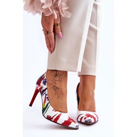 Lewski Shoes Pantofi Leski cu toc înalt din piele la modă 2659 alb și roșu 1