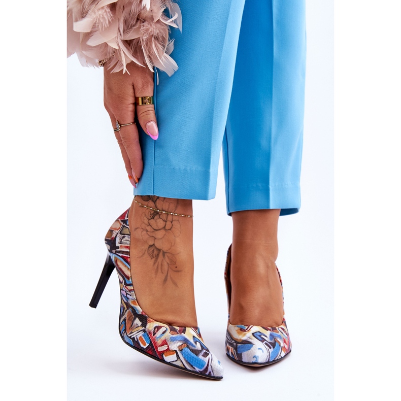 Lewski Shoes Pantofi Lewski din piele la modă cu tocuri înalte 2659 negru și albastru multicolor 1