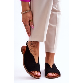 Sandale de piele intoarsa dama Lewski Shoes 3220/X Negru 1