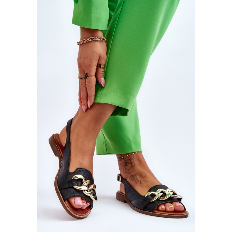 Sandale din piele pentru femei Lewski Shoes 3230 Black Peas negru 2 Sandale din piele pentru femei Lewski Shoes 3230 Black Peas negru 2