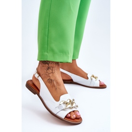 Lewski Shoes Sandale din piele pentru femei Leewski Shoes 3230 White Peas alb 2