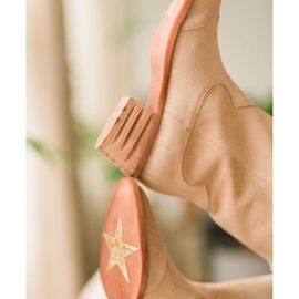 Marco Shoes Ghete bej realizate din piele intoarsa naturala 1