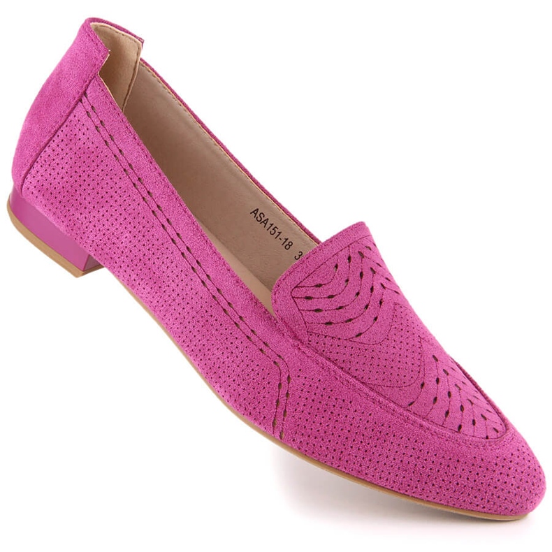 Pantofi slip-on de damă din piele intoarsa fucsia Jezzi ASA151-18 roz 1