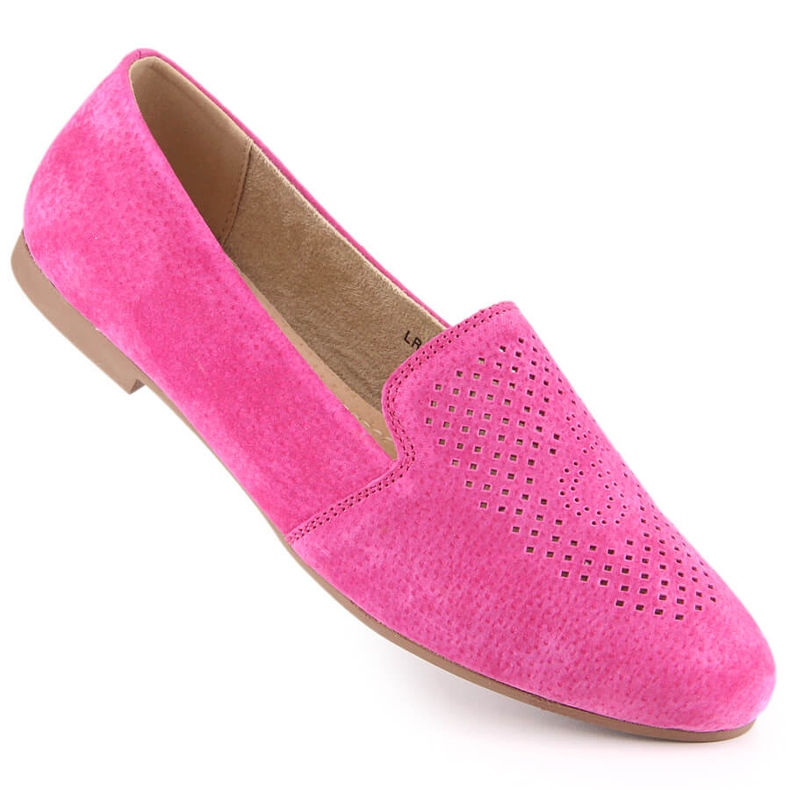 Pantofi slip-on confortabili din piele intoarsa fucsia S.Barski LR29515 roz 1