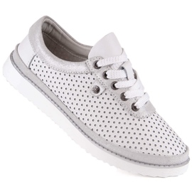 Pantofi sport de dama comozi din piele alb S.Barski LR29558 1