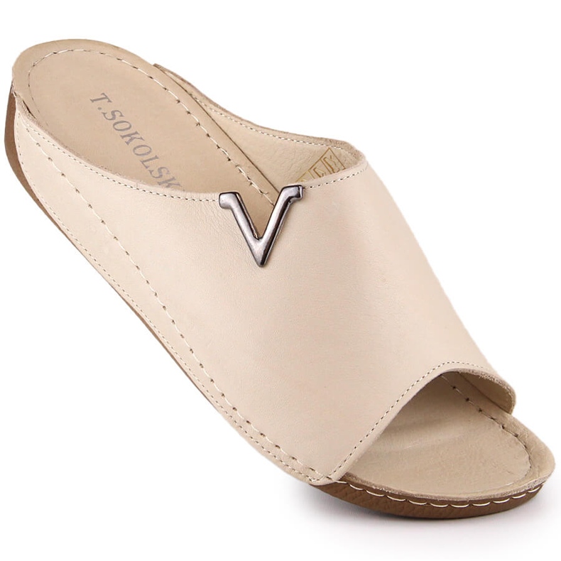 Papuci papuci de dama piele bej T.Sokolski L22-301 1