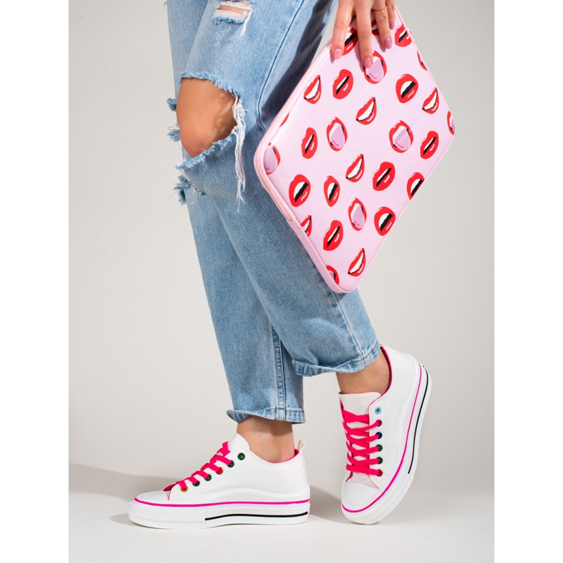 Tenisi dama platforma Shelovet alb 2