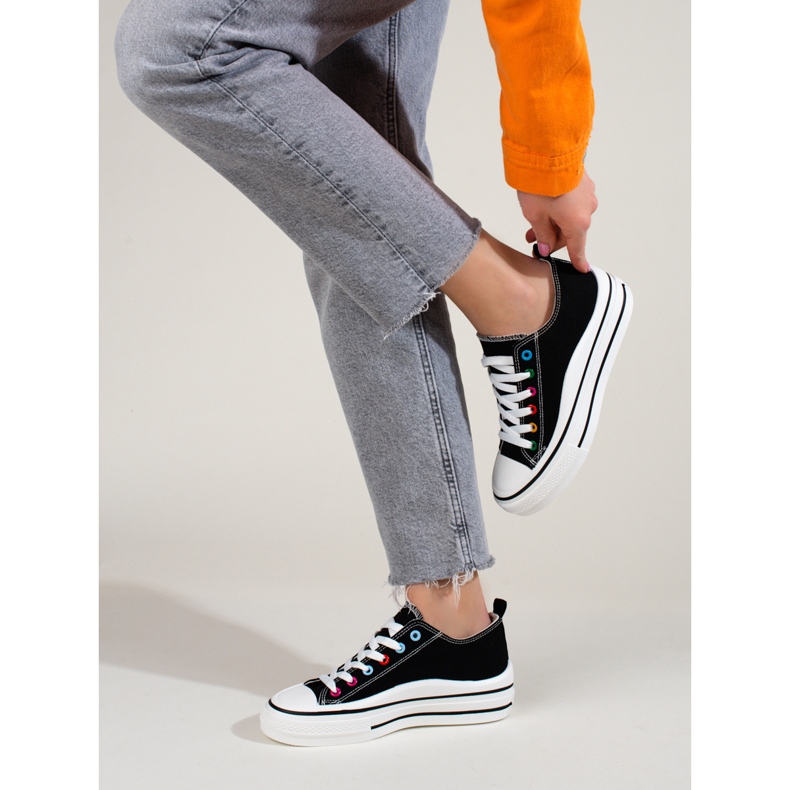 Tenisi dama platforma Shelovet negri negru 2