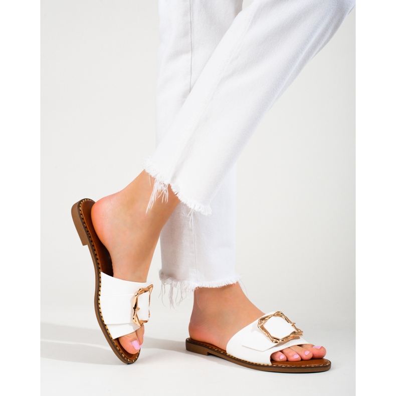 Flip-flops eleganti albi cu catarama Shelovet 2