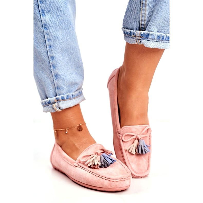 Mocasini De Damă Cu Franjuri 20PB35-2003 Roz 1