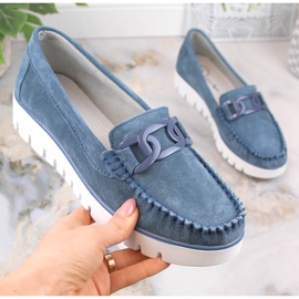 Mocasini de dama din piele intoarsa pe platforma albastra Filippo DP3334 albastru 4