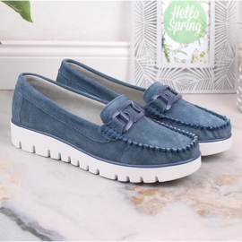 Mocasini de dama din piele intoarsa pe platforma albastra Filippo DP3334 albastru 5