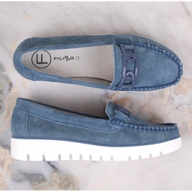 Mocasini de dama din piele intoarsa pe platforma albastra Filippo DP3334 albastru 6