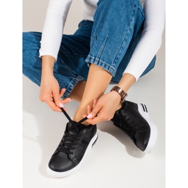 Tenisi albi cu pană ascunsă de la Shelovet negru 1 Tenisi albi cu pană ascunsă de la Shelovet negru 1