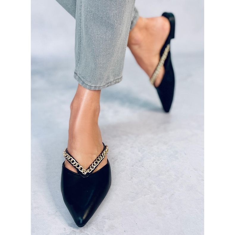 Seastar Monata Papuci negri cu lant negru 1 Seastar Monata Papuci negri cu lant negru 1