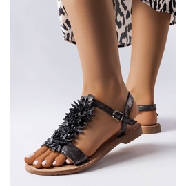 PA1 Sandale Richard metalice negre negru 1