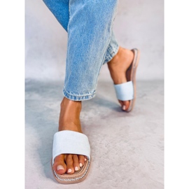 Papuci dama din piele intoarsa Daniels Blue albastru 2