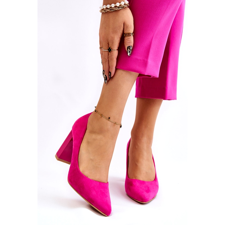 Seastar Pompe din piele intoarsa pe un toc la moda Fuchsia Estellia roz 1