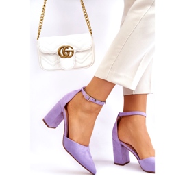 Seastar Pompe cu toc din piele intoarsa violet Lexie 3