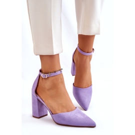 Seastar Pompe cu toc din piele intoarsa violet Lexie 2