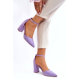 Seastar Pompe cu toc din piele intoarsa violet Lexie 1