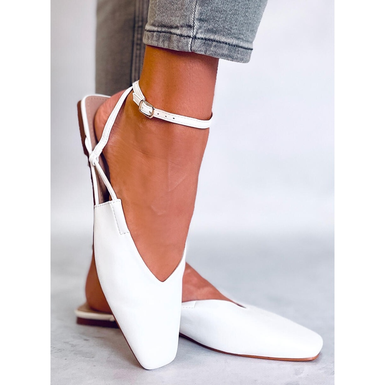 BM Balerini cu toc deschis de la Gianna White alb 2