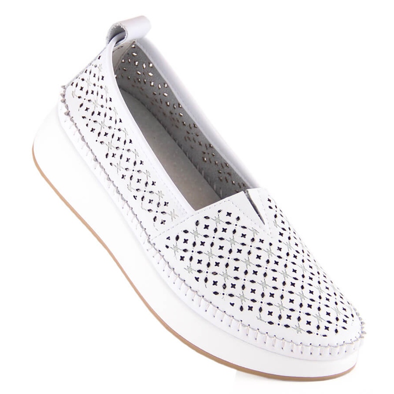 Pantofi slip-on Filippo DP4555 alb din piele ajurata 1