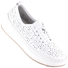 Pantofi sport dama din piele pe platforma alba ajurata Filippo DP4606 1