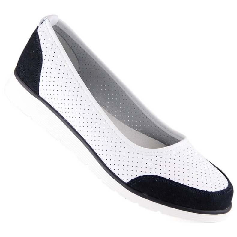 Balerini de dama din piele alba ajurata Filippo DP4524 1