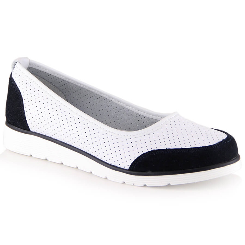 Balerini de dama din piele alba ajurata Filippo DP4524 2